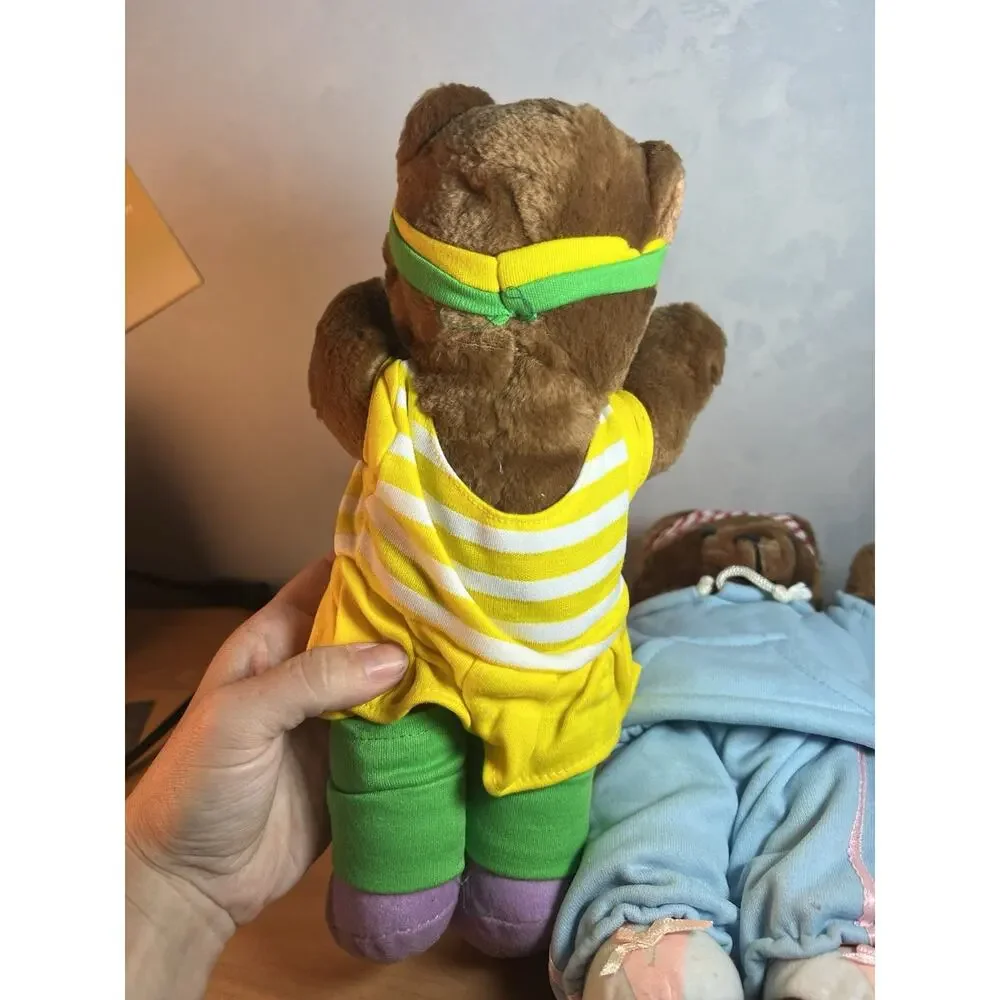 Two Teddy Bears Vintage 80s Workout Aerobic Clothes 11”